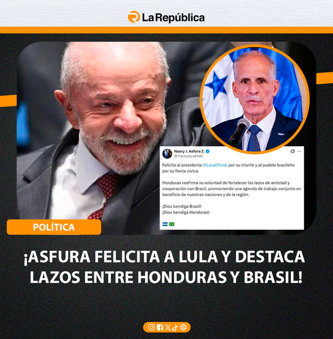 ¡ASFURA FELICITA A LULA Y DESTACA LAZOS ENTRE HONDURAS Y BRASIL! - Cover Image